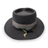 from behind, her double-wrapped, hand-dyed silk dressed to perfection + her flexible brim flipped up<span class='visuallyhidden'>; shop help at 760-978-9297.</span>